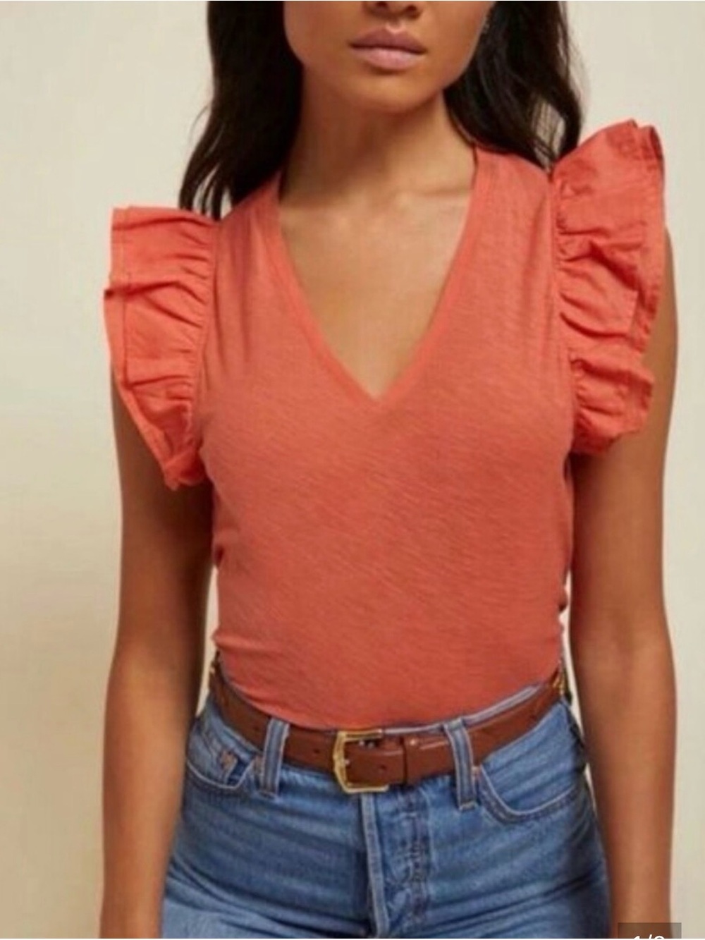 Nation ltd ryland cotton ruffle sleeve top